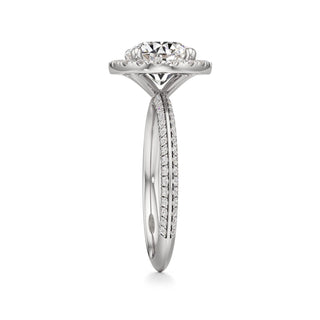 Knife Edge Pavé Set Halo Emerald Engagement Ring