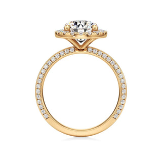 Knife Edge Pavé Set Halo Emerald Engagement Ring