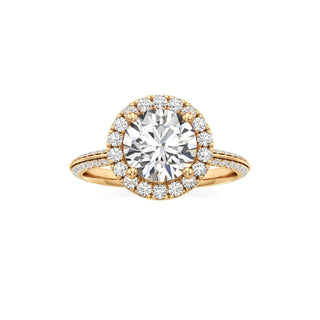 Knife Edge Pavé Set Halo Emerald Engagement Ring