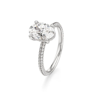 Knife Edge Pavé Set Hidden Halo Round Engagement Ring