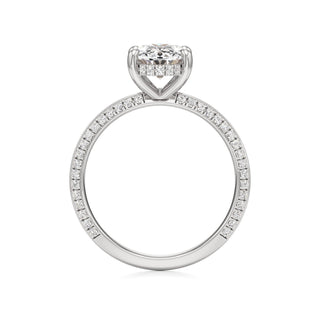 Knife Edge Pavé Set Hidden Halo Round Engagement Ring