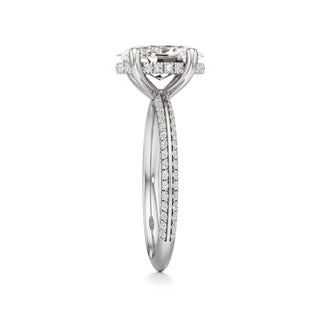 Knife Edge Pavé Set Hidden Halo Round Engagement Ring
