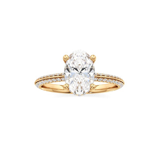 Knife Edge Pavé Set Hidden Halo Round Engagement Ring