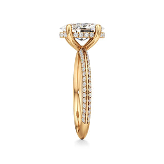 Knife Edge Pavé Set Hidden Halo Round Engagement Ring