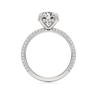 Knife Edge Pavé Set Hidden Halo Round Engagement Ring