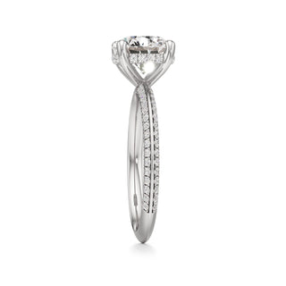 Knife Edge Pavé Set Hidden Halo Round Engagement Ring