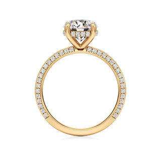 Knife Edge Pavé Set Hidden Halo Round Engagement Ring