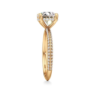 Knife Edge Pavé Set Hidden Halo Round Engagement Ring