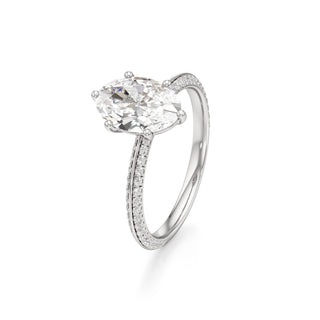 Knife Edge Pavé Set Six Prong Marquise Engagement Ring