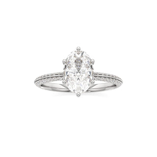 Knife Edge Pavé Set Six Prong Marquise Engagement Ring