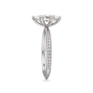 Knife Edge Pavé Set Six Prong Marquise Engagement Ring