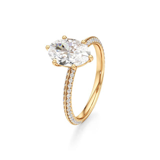 Knife Edge Pavé Set Six Prong Marquise Engagement Ring
