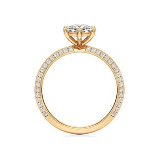 Knife Edge Pavé Set Six Prong Marquise Engagement Ring