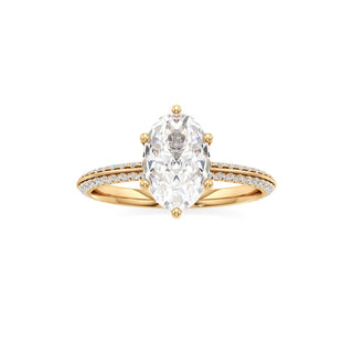 Knife Edge Pavé Set Six Prong Marquise Engagement Ring