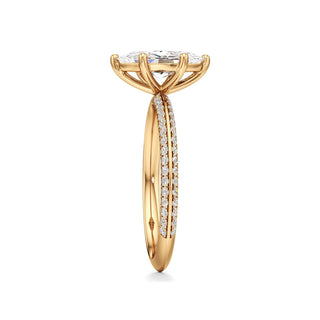Knife Edge Pavé Set Six Prong Marquise Engagement Ring