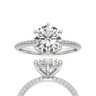 Knife Edge Pavé Set Six Prong Marquise Engagement Ring