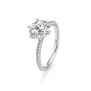 Knife Edge Pavé Set Six Prong Marquise Engagement Ring