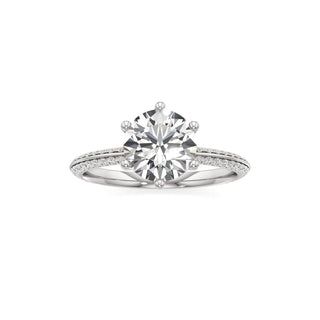 Knife Edge Pavé Set Six Prong Marquise Engagement Ring