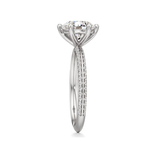Knife Edge Pavé Set Six Prong Marquise Engagement Ring