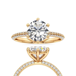 Knife Edge Pavé Set Six Prong Marquise Engagement Ring