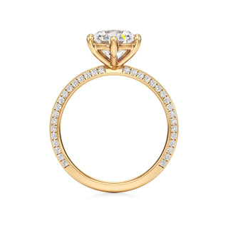 Knife Edge Pavé Set Six Prong Marquise Engagement Ring