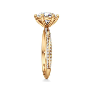Knife Edge Pavé Set Six Prong Marquise Engagement Ring