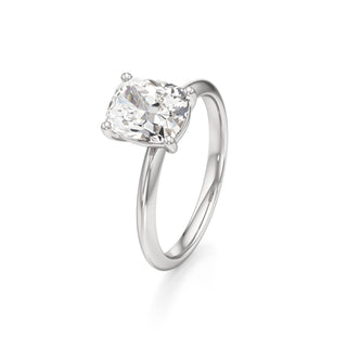 Knife Edge Plain Basket Round Engagement Ring