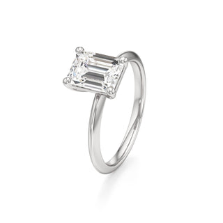 Knife Edge Plain Basket Round Engagement Ring