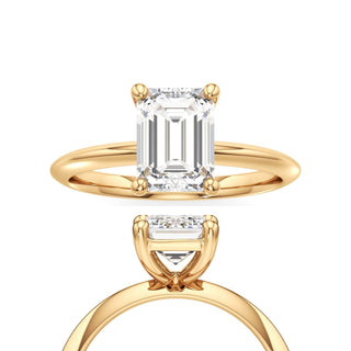Knife Edge Plain Basket Emerald Engagement Ring