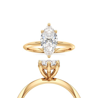 Knife Edge Plain Basket Marquise Engagement Ring