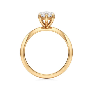 Knife Edge Plain Basket Round Engagement Ring