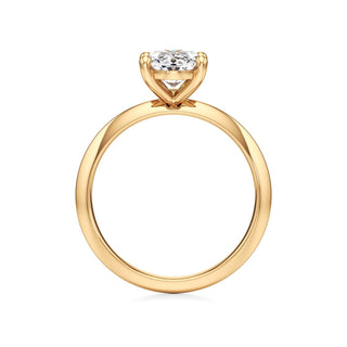 Knife Edge Plain Basket Round Engagement Ring