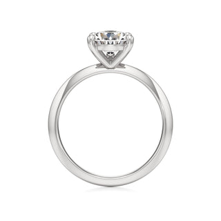 Knife Edge Plain Basket Round Engagement Ring