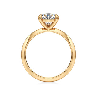 Knife Edge Plain Basket Round Engagement Ring