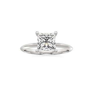Knife Edge Plain Basket Round Engagement Ring