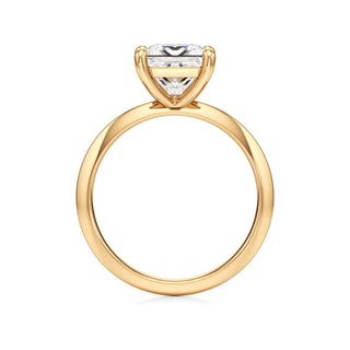 Knife Edge Plain Basket Round Engagement Ring