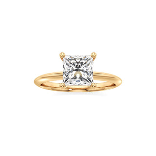 Knife Edge Plain Basket Round Engagement Ring