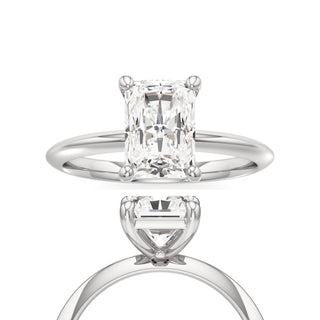 Knife Edge Plain Basket Emerald Engagement Ring