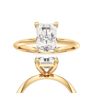 Knife Edge Plain Basket Emerald Engagement Ring