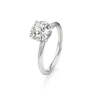 Knife Edge Plain Basket Round Engagement Ring
