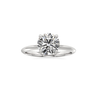 Knife Edge Plain Basket Round Engagement Ring