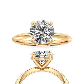 Knife Edge Plain Basket Round Engagement Ring