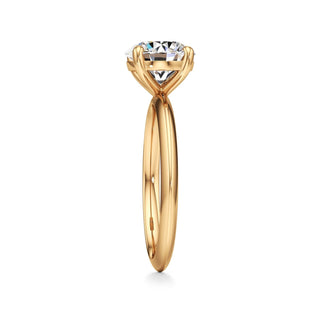 Knife Edge Plain Basket Round Engagement Ring