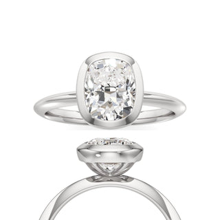 Knife Edge Plain Bezel Oval Engagement Ring