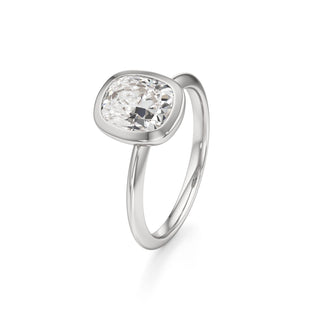 Knife Edge Plain Bezel Oval Engagement Ring