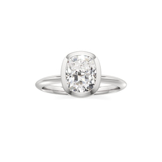 Knife Edge Plain Bezel Oval Engagement Ring