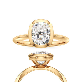 Knife Edge Plain Bezel Oval Engagement Ring