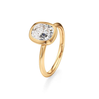 Knife Edge Plain Bezel Oval Engagement Ring