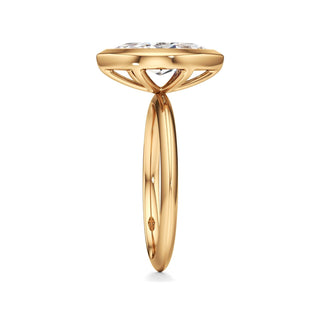 Knife Edge Plain Bezel Oval Engagement Ring