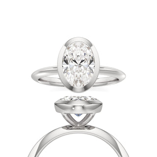 Knife Edge Plain Bezel Oval Engagement Ring